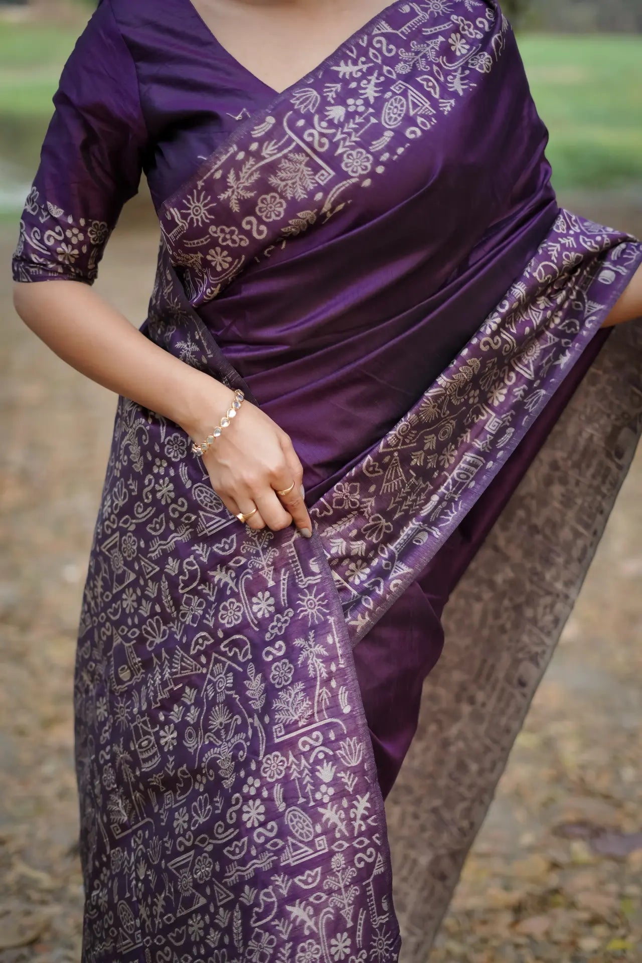 Handloom Tussar Silk Printed Saree