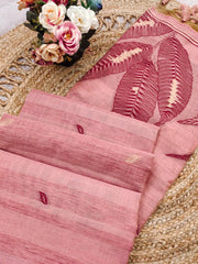 Ghicha Cotton Resham Leaf Weaving Saree