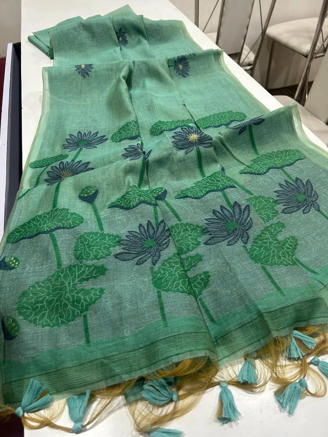 Premium Soft Pichwai Pallu Muga Cotton Saree