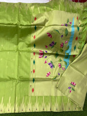 Soft Khadi Raw SIlk Lotus Pallu Paithani Saree