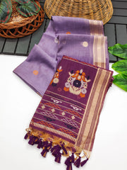 Designer Muga Cotton Saree with Parrot Motifs