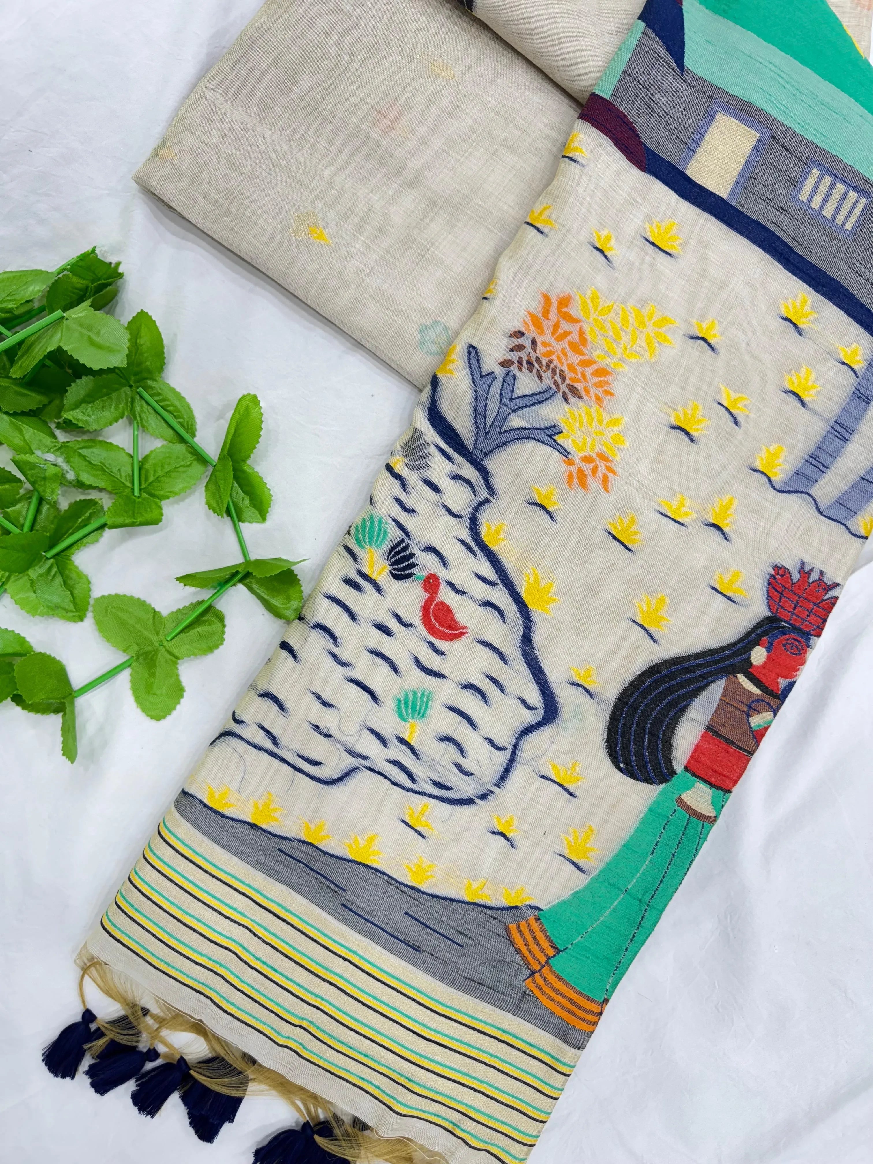 Premium Soft Muga Cotton Jamdani Saree