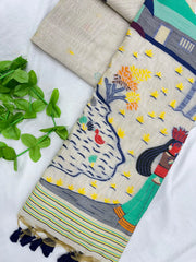 Premium Soft Muga Cotton Jamdani Saree