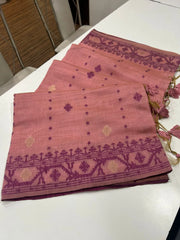 Soft Muga Cotton Jamdani Weave Saree