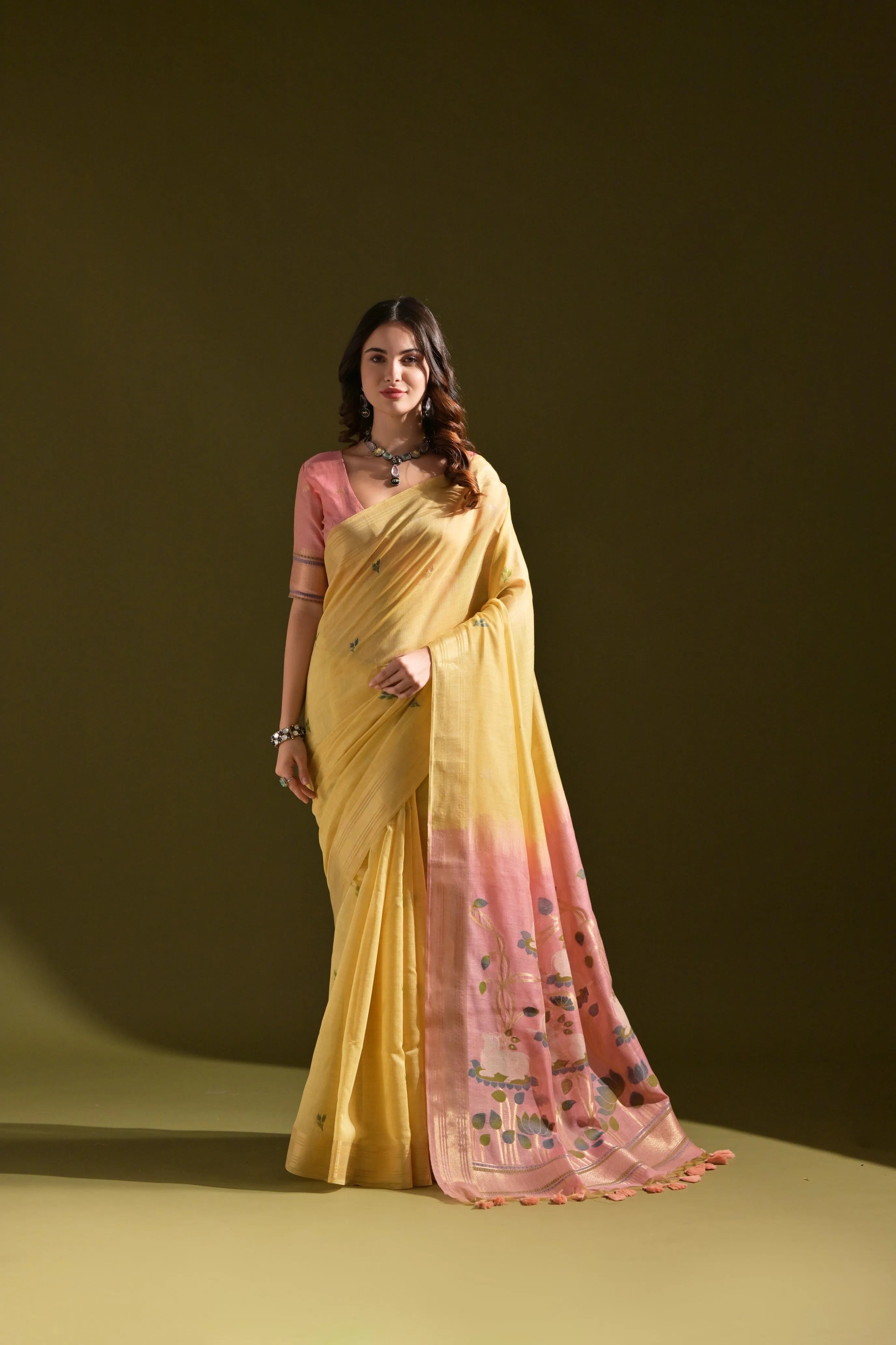 Traditional Pichwai Weave Muga Cotton Saree
