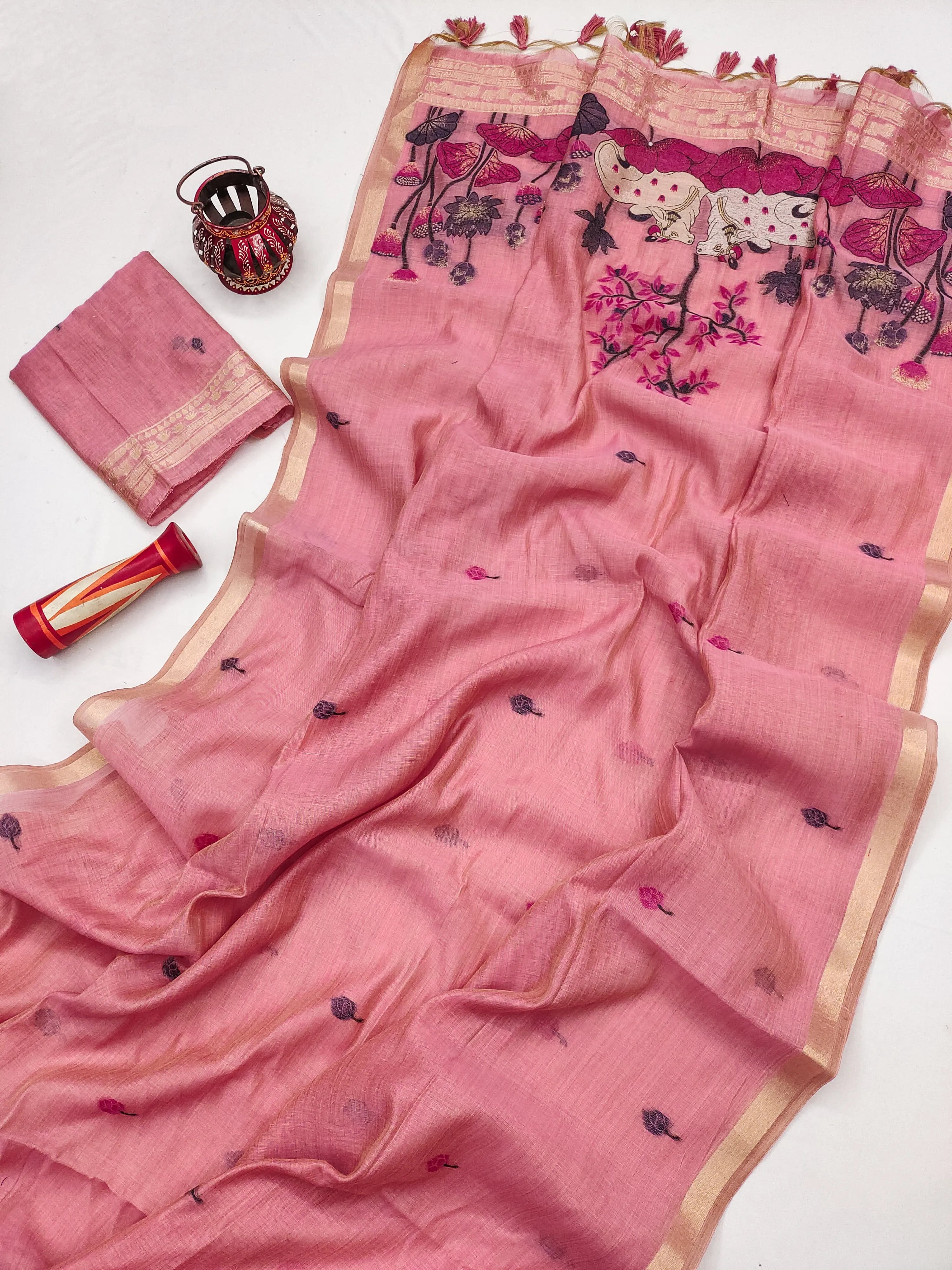 Soft Muga Cotton Pichwai Pallu Saree