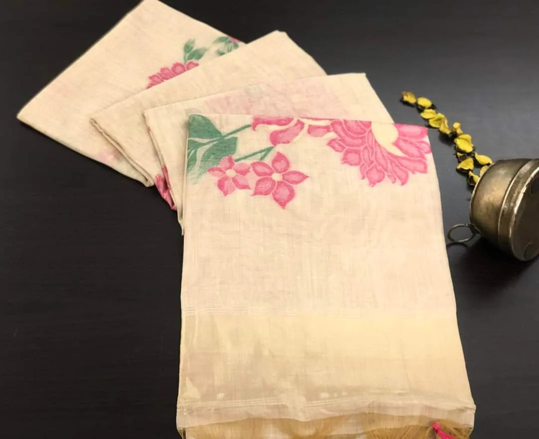 Soft Muga Silk Floral Saree