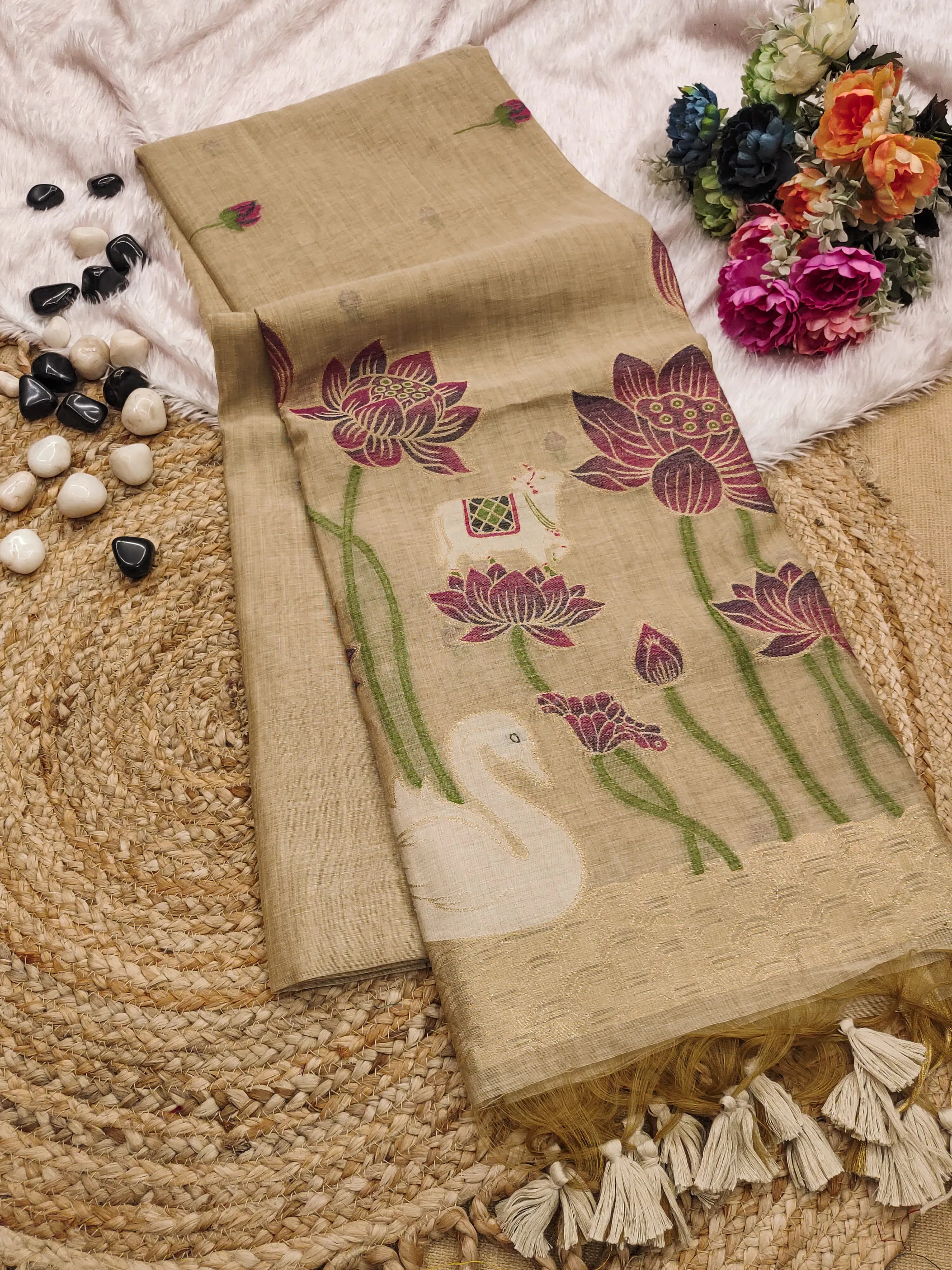 Soft Muga Cotton Colorful Reshami Weaving Saree