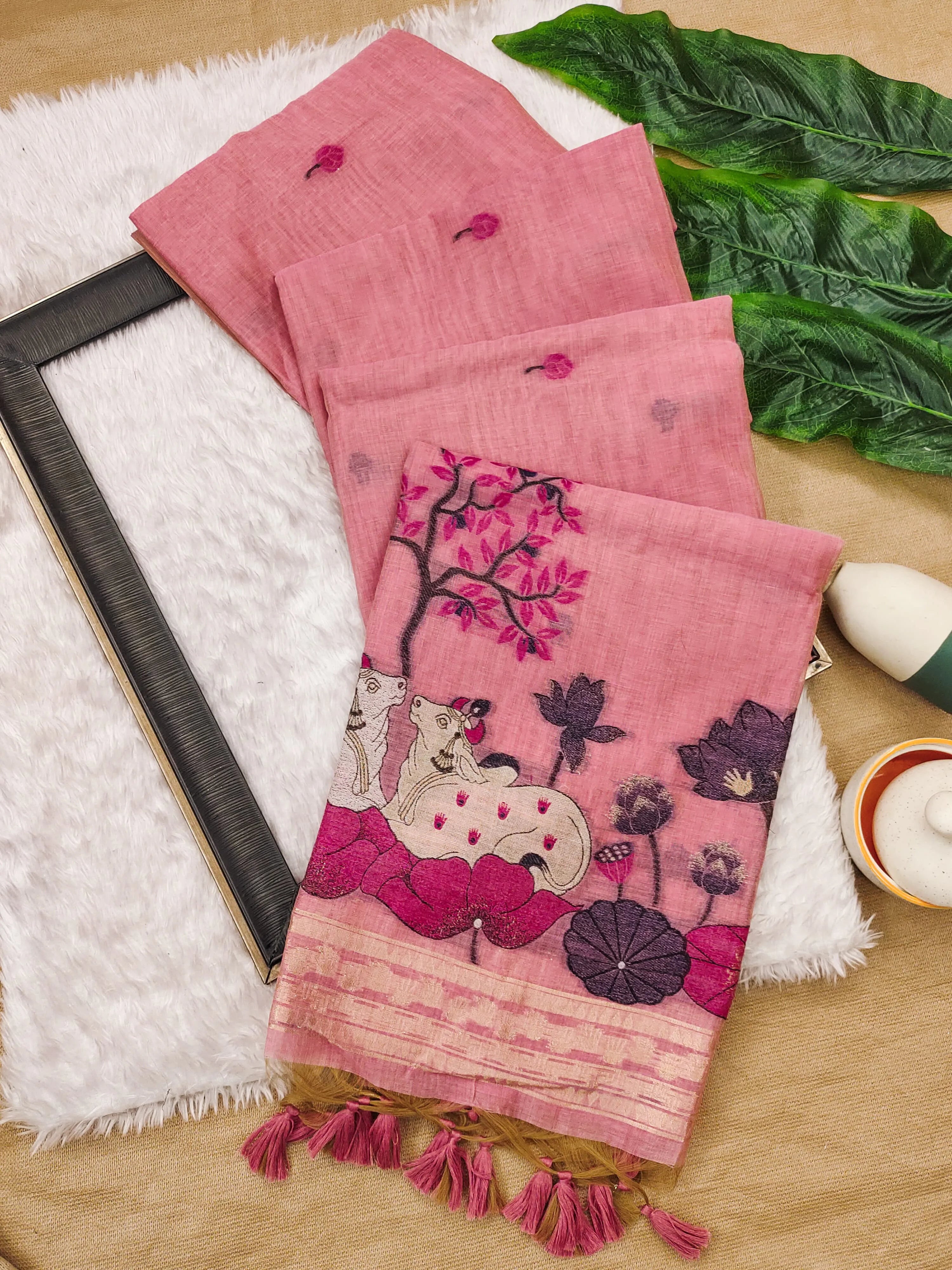 Soft Muga Cotton Pichwai Pallu Saree