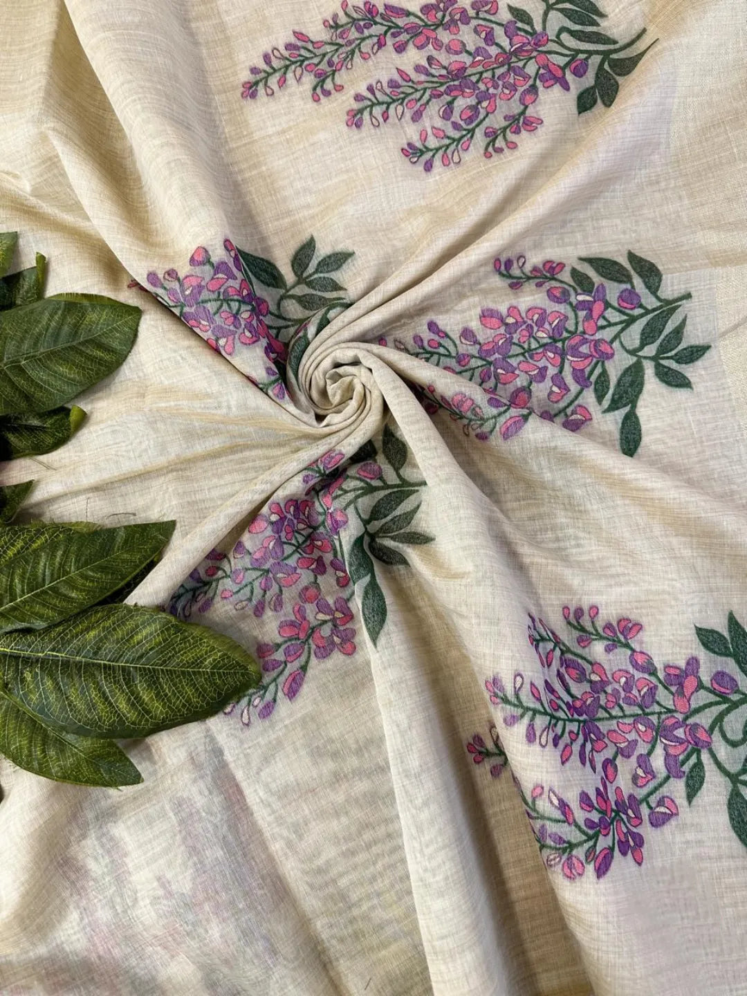 Premium Soft Muga Cotton Tree Design Saree