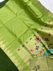 Soft Khadi Raw SIlk Lotus Pallu Paithani Saree