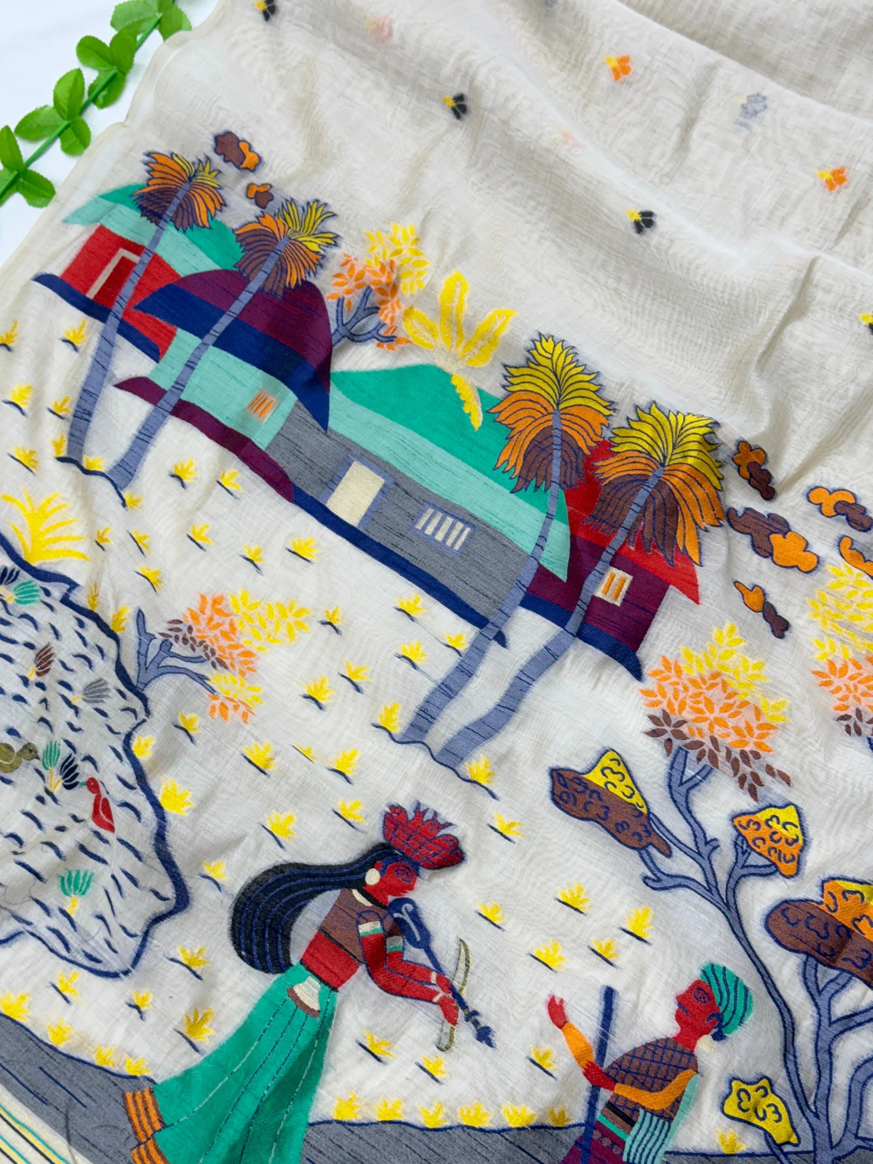 Premium Soft Muga Cotton Jamdani Saree