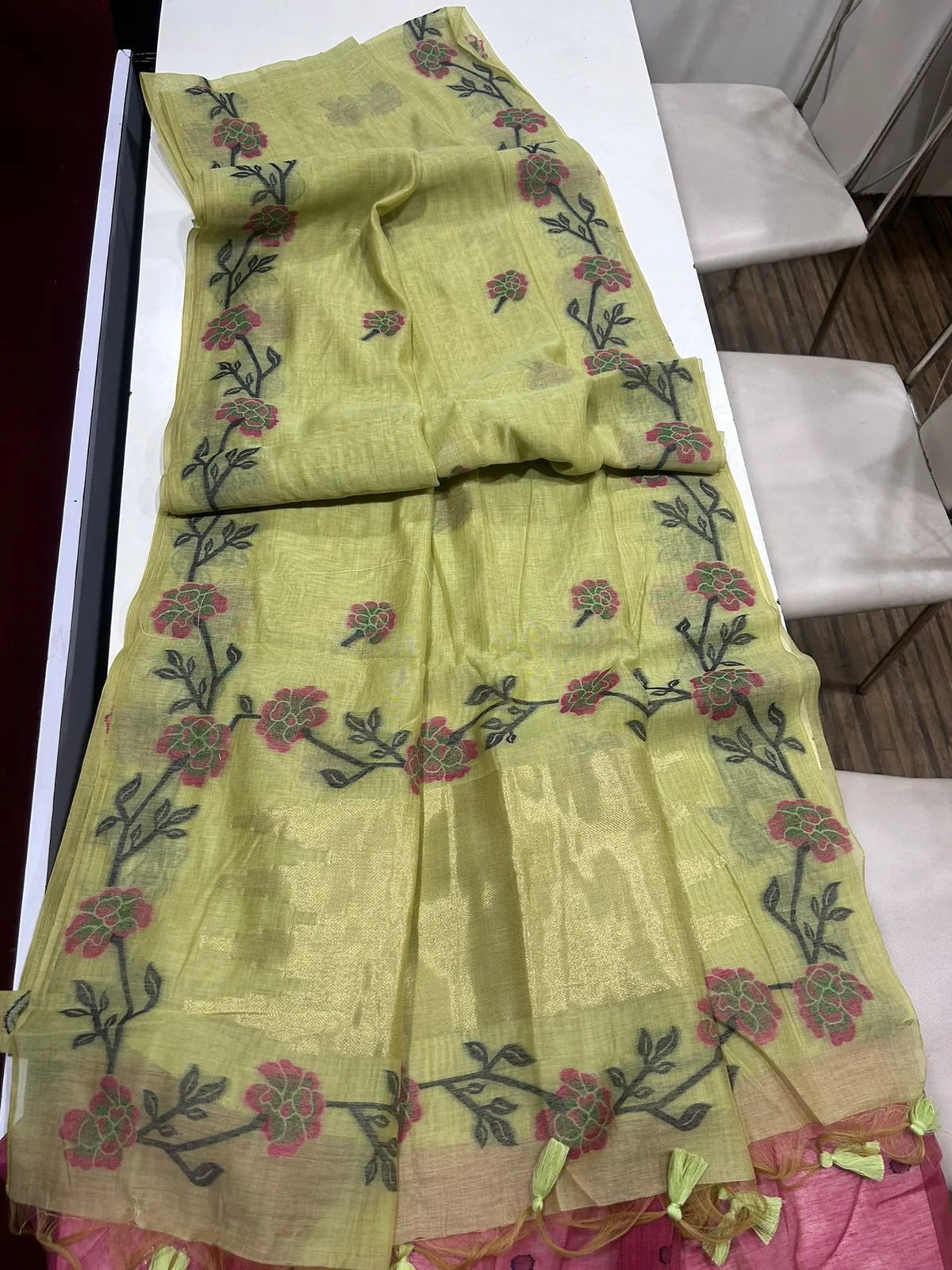 Premium Soft Muga Silk Jamdani Saree