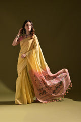 Traditional Pichwai Weave Muga Cotton Saree