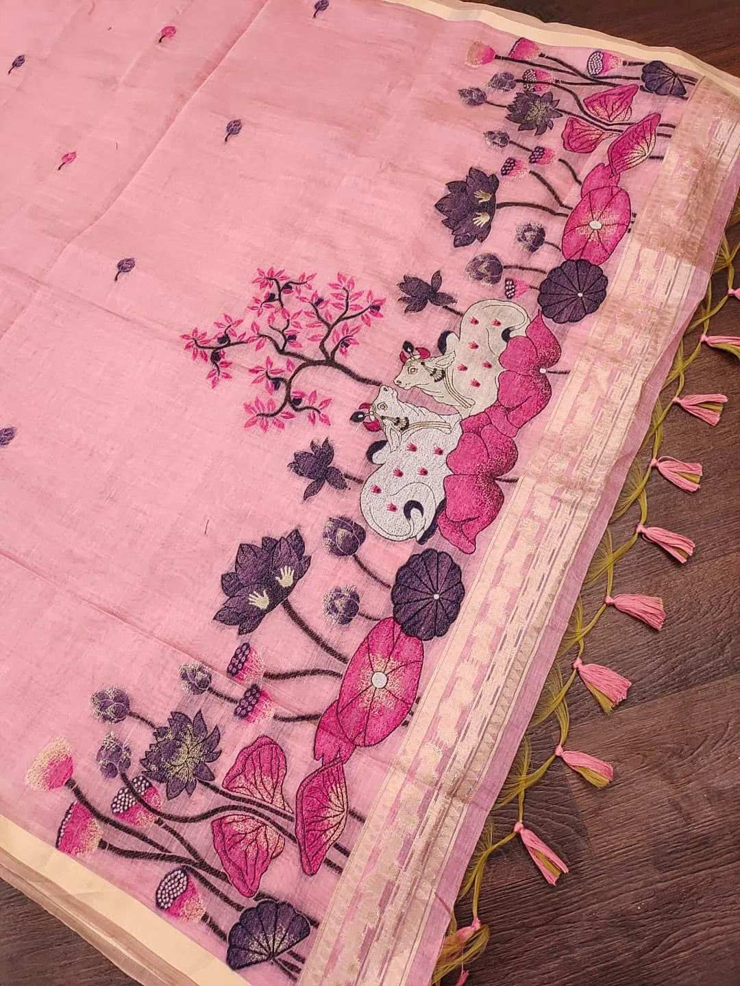 Soft Muga Cotton Pichwai Pallu Saree