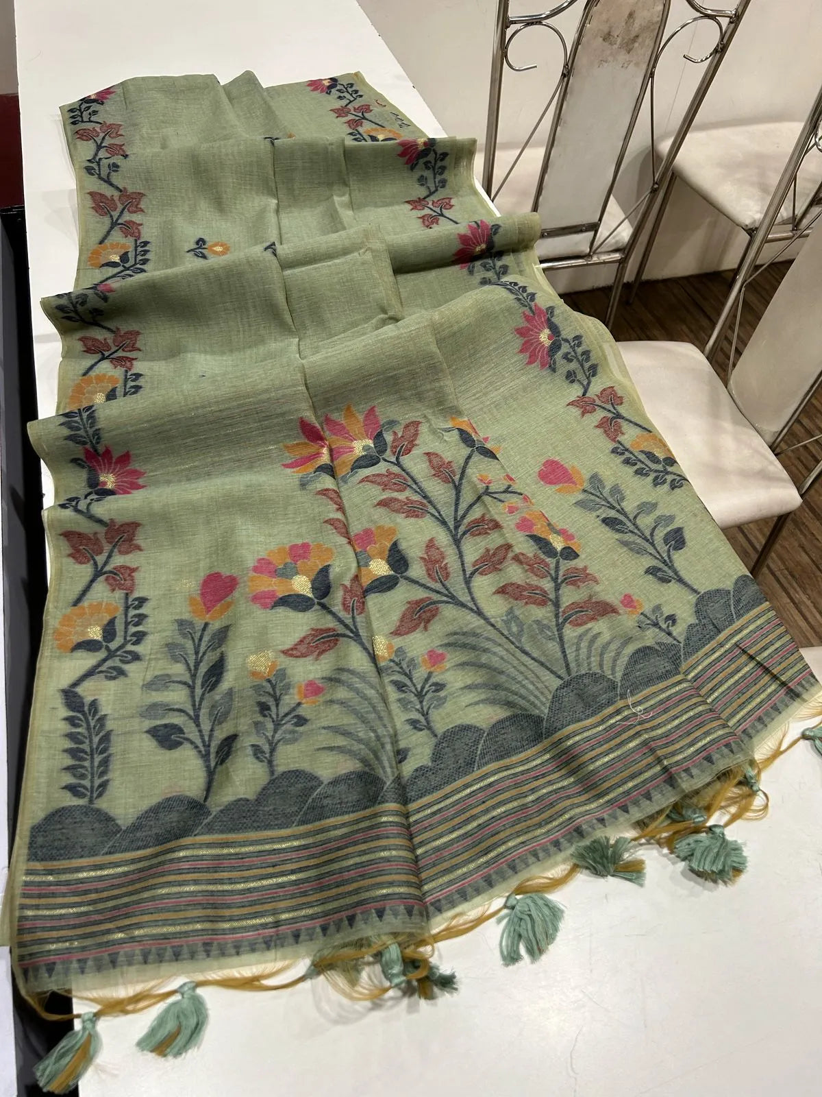 Soft Muga Cotton Jamdani Concept Saree