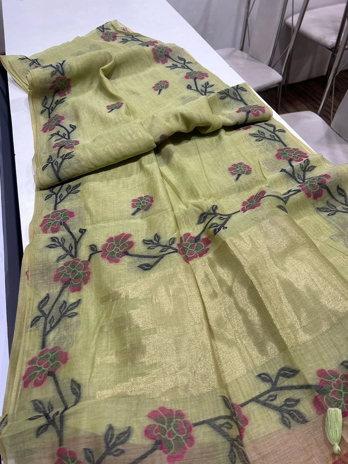 Premium Soft Muga Silk Jamdani Saree