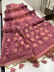 Soft Muga Cotton Jamdani Weave Saree