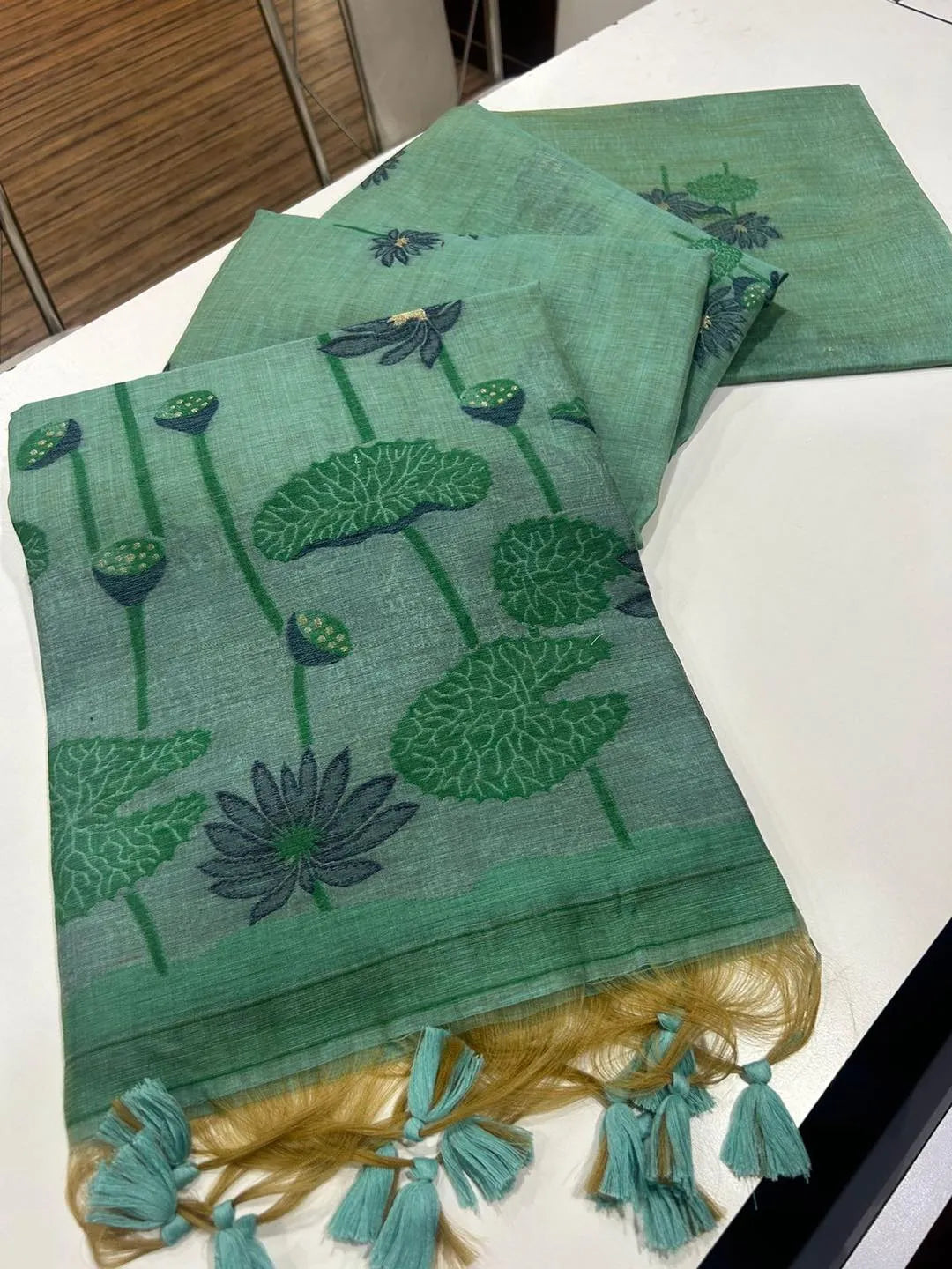 Premium Soft Pichwai Pallu Muga Cotton Saree