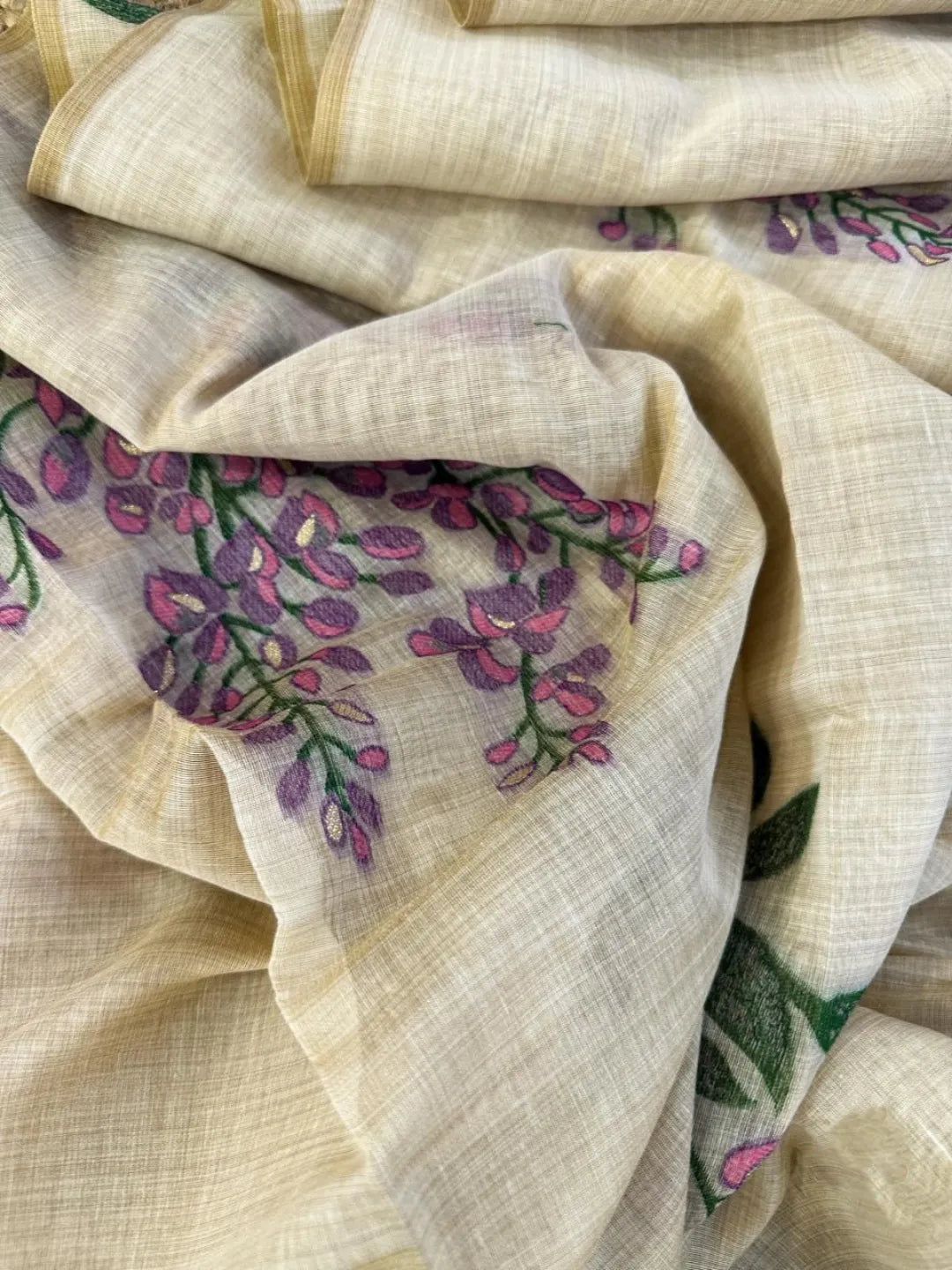 Premium Soft Muga Cotton Tree Design Saree