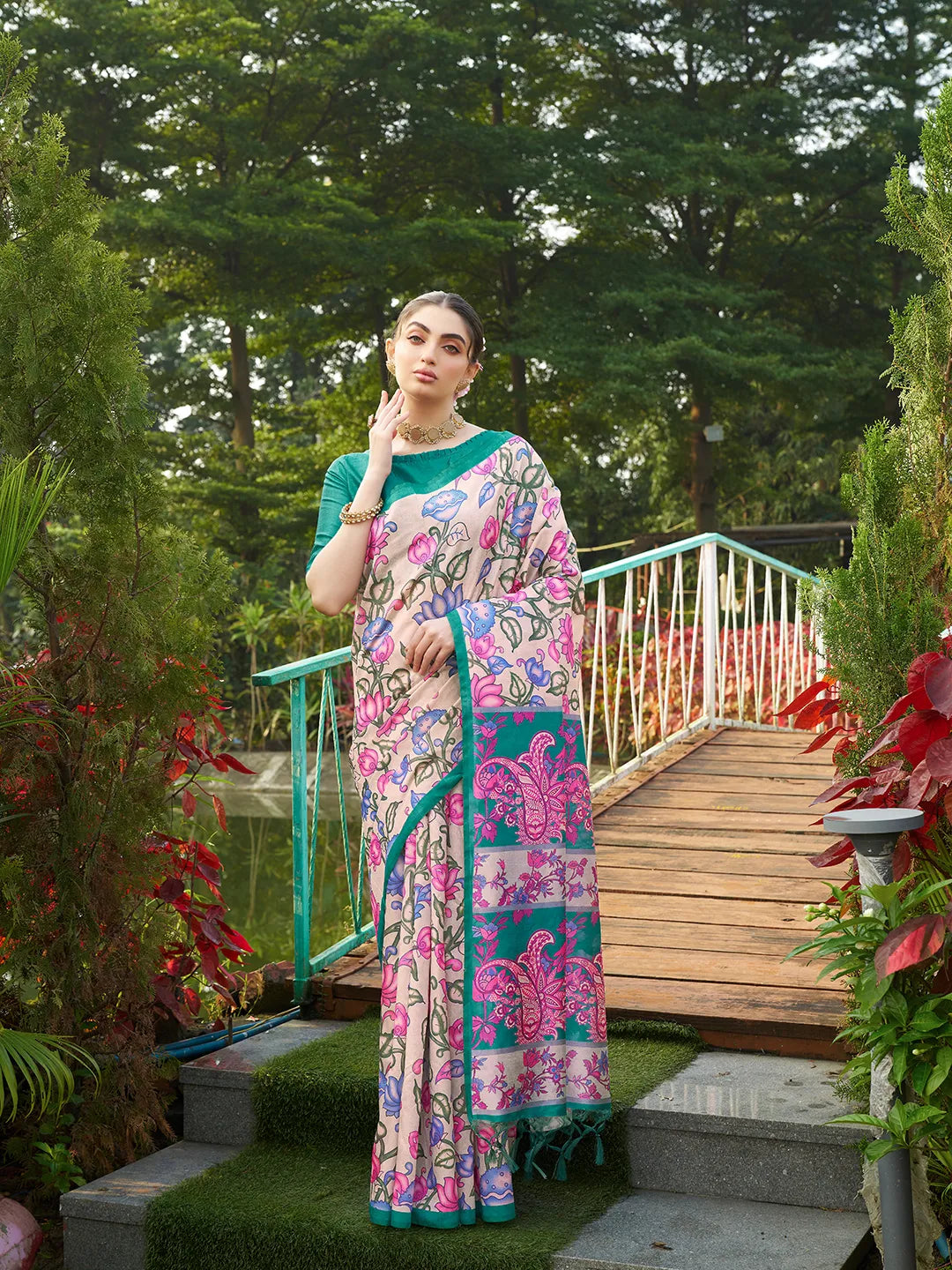 Soft Tussar Silk Kalamkari Printed Saree