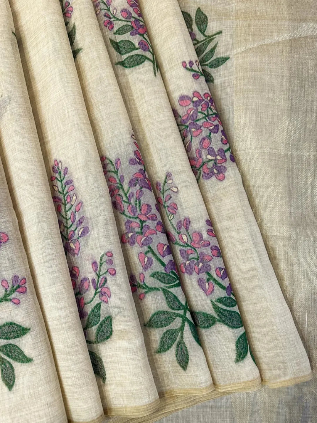 Premium Soft Muga Cotton Tree Design Saree