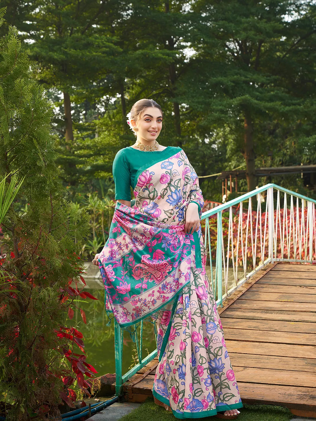 Soft Tussar Silk Kalamkari Printed Saree
