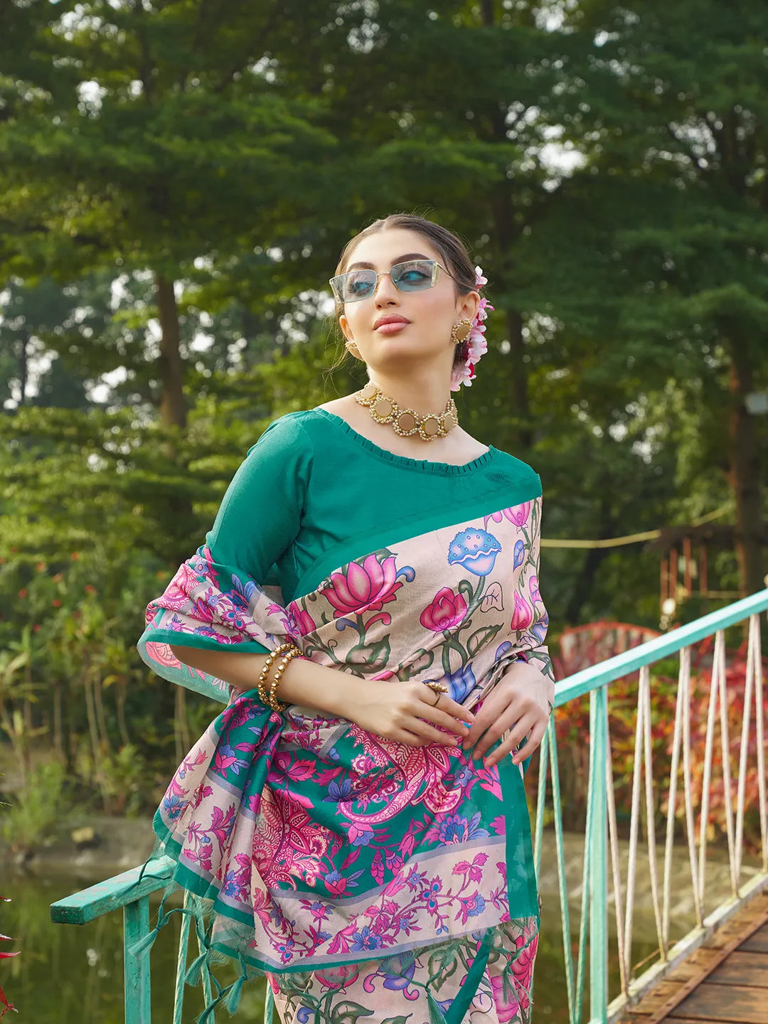 Soft Tussar Silk Kalamkari Printed Saree