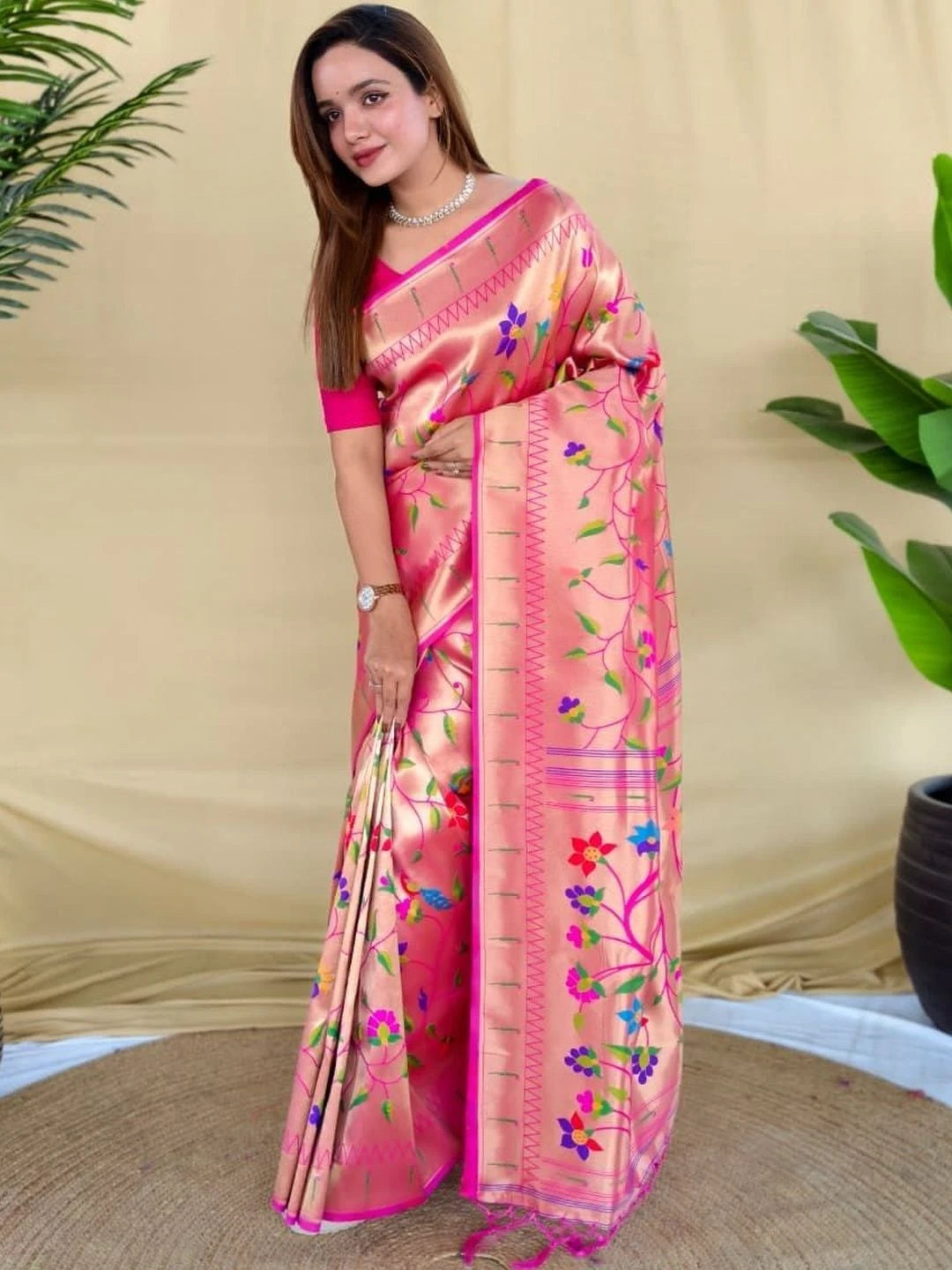 All Over Jaal Weaving Brocket Paithani Soft Silk Saree