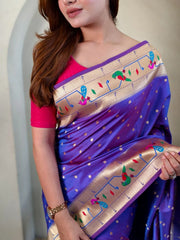 Soft Silk Parrot Peacock Border Paithani Saree