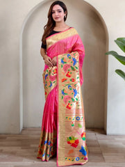 Soft Silk Big Border Peacock Bel Paithani Saree