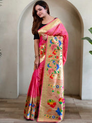 Soft Silk Big Border Peacock Bel Paithani Saree