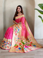 Soft Silk Big Border Peacock Bel Paithani Saree