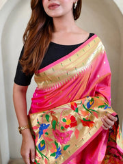 Soft Silk Big Border Peacock Bel Paithani Saree