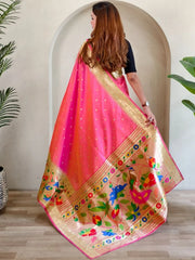 Soft Silk Big Border Peacock Bel Paithani Saree