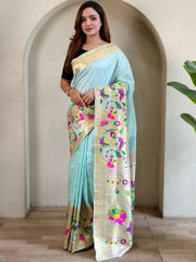 Soft Silk Big Border Peacock Bel Paithani Saree