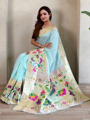 Soft Silk Big Border Peacock Bel Paithani Saree