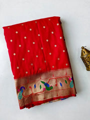 Soft Silk Parrot Peacock Border Paithani Saree