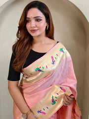 Soft Silk Parrot Peacock Border Paithani Saree