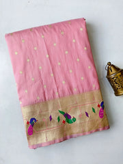Soft Silk Parrot Peacock Border Paithani Saree