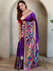 Soft Silk Big Border Peacock Bel Paithani Saree