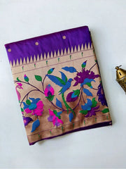 Soft Silk Big Border Peacock Bel Paithani Saree