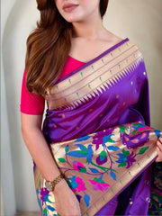 Soft Silk Big Border Peacock Bel Paithani Saree