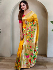 Soft Silk Big Border Peacock Bel Paithani Saree
