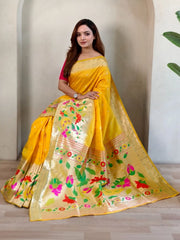 Soft Silk Big Border Peacock Bel Paithani Saree