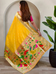 Soft Silk Big Border Peacock Bel Paithani Saree