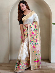 Soft Silk Big Border Peacock Bel Paithani Saree
