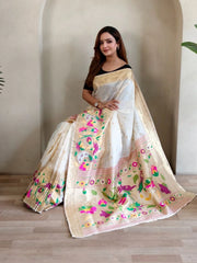 Soft Silk Big Border Peacock Bel Paithani Saree