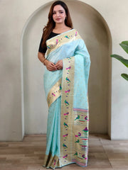 Soft Silk Parrot Peacock Border Paithani Saree