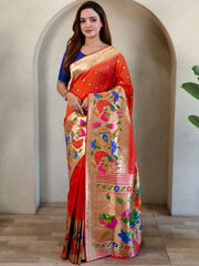 Soft Silk Big Border Peacock Bel Paithani Saree